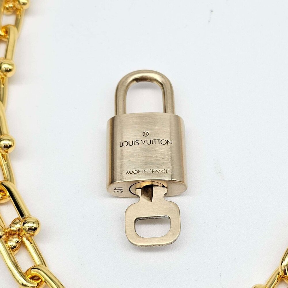 Auth Louis Vuitton Lock & Key w/Unbranded 925 Pure Silver Gold Plated Necklace - Picture 8 of 16